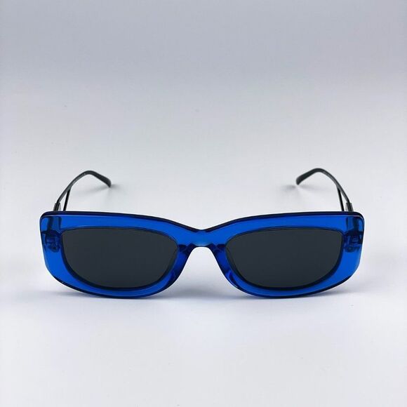 Prada PR14YS 18M5S0 Sunglasses Crystal Electric Blue Grey Rectangle Women - Picture 7 of 12